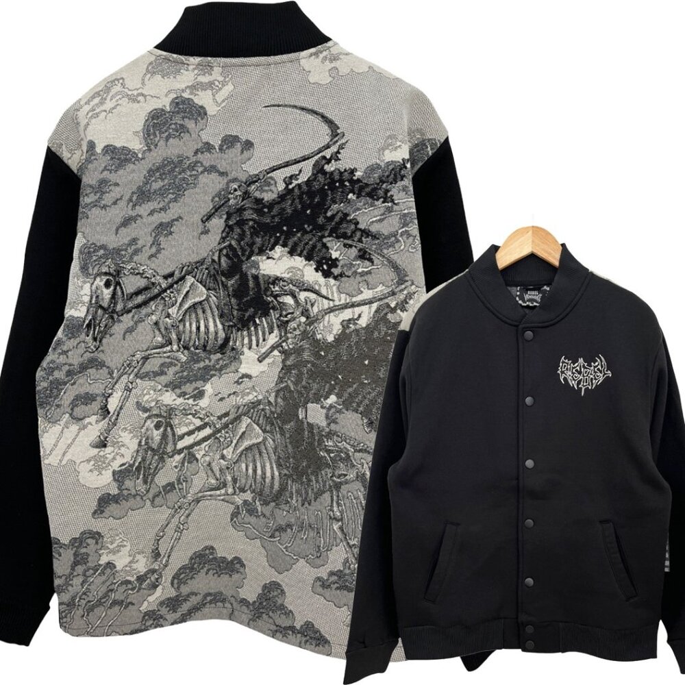 Grim Reaper Tapestry Back Bomber Jacket Men’s Medium Rebel Vengeance